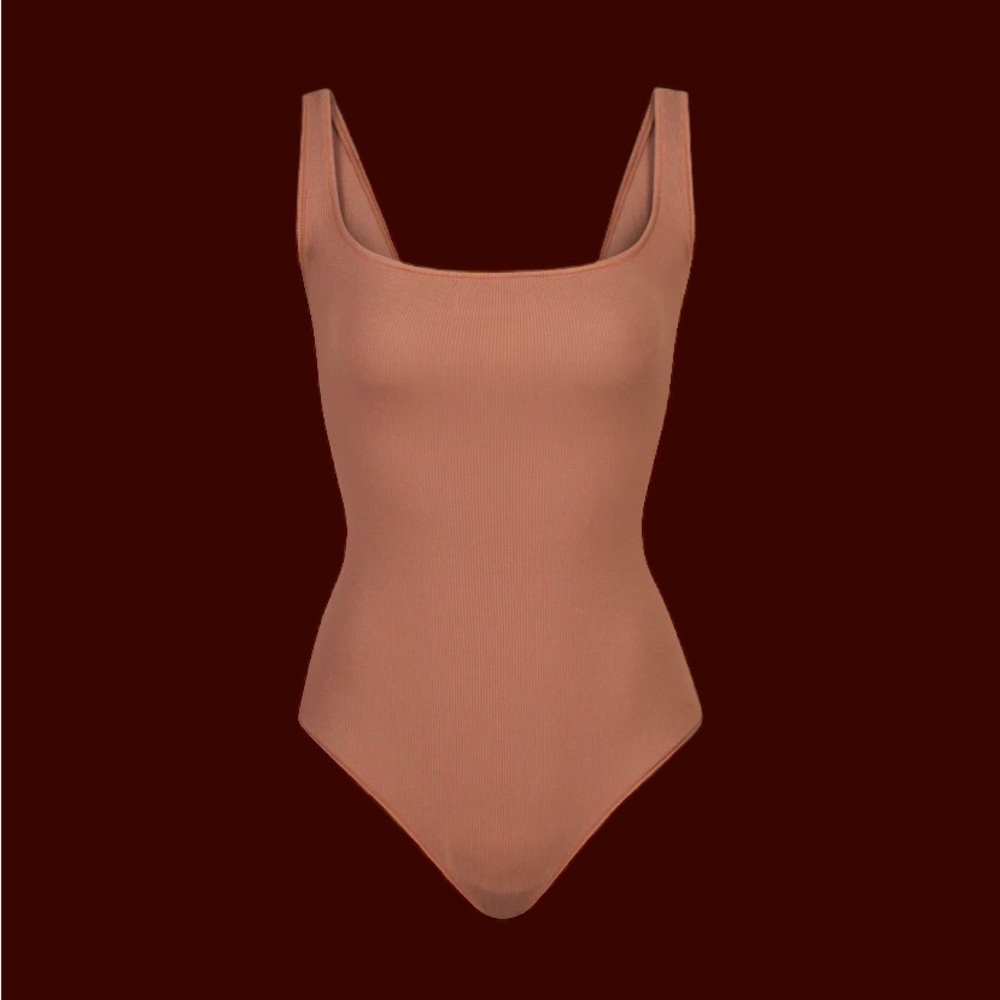 SKIMS Rose Brown Ribbed Bodysuit XL